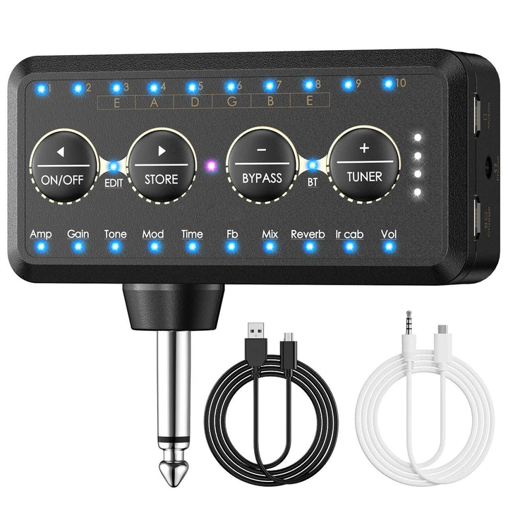 Guitar Plug In Headphone Amp Mini Portable Amplifier for Acoustic Bass Practice