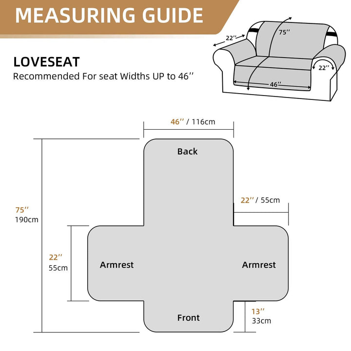 Reversible Sofa Cover for 3 Cushion Couch, Water Resistant Pet Protector with Elastic Straps