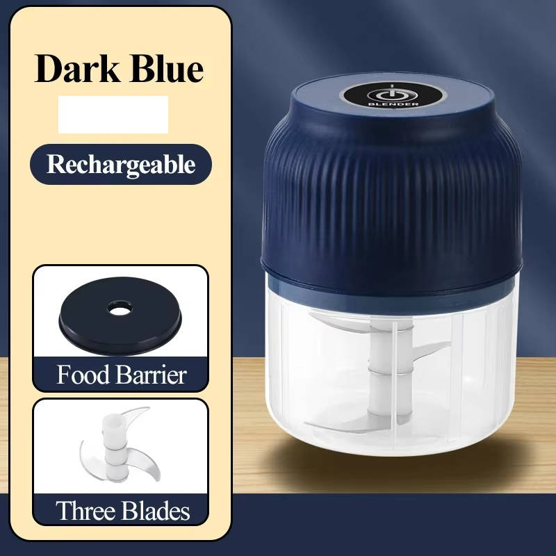 Electric Garlic Chopper, 300ML Portable Food Processor with 4 Sharp Blades, Cordless Vegetable Onion Meat Grinder