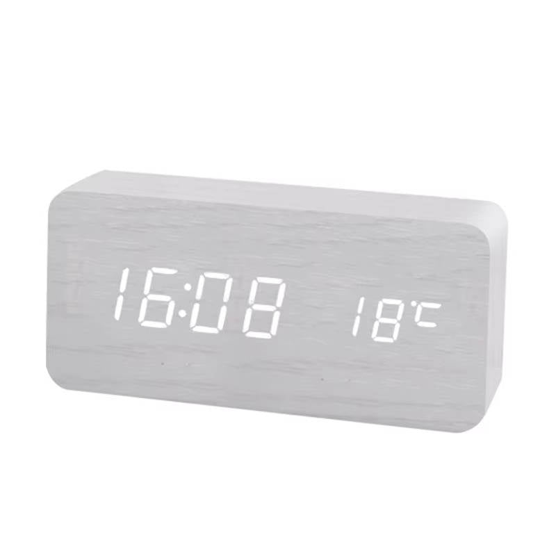 Wooden Digital Alarm Clock with Sound Control and Digital Display