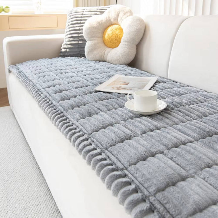 Non Slip Fuzzy Pet Couch Cover for 2-3 Cushion Sofa, Washable Soft Furniture Protector Slipcover