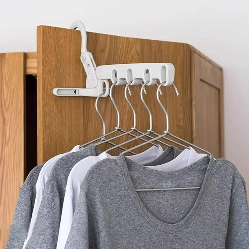 5 Hole Portable Clothes Hanger Wall Mount Space Saving
