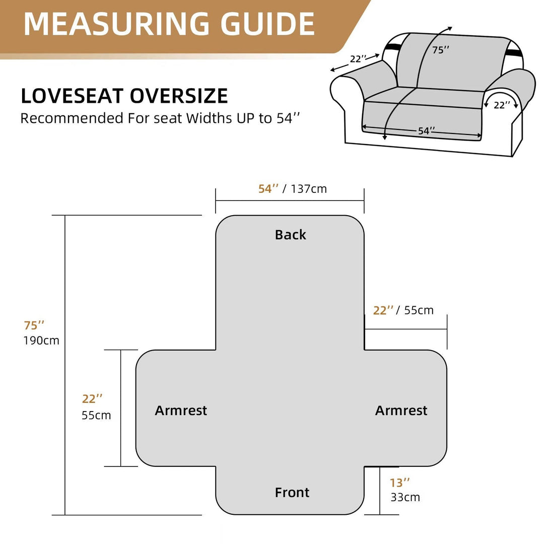 Reversible Sofa Cover for 3 Cushion Couch, Water Resistant Pet Protector with Elastic Straps