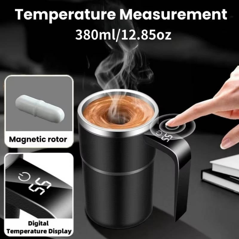 Heated Travel Self Mixing Coffee Mug Waterproof 13 fl oz and USB Rechargeable