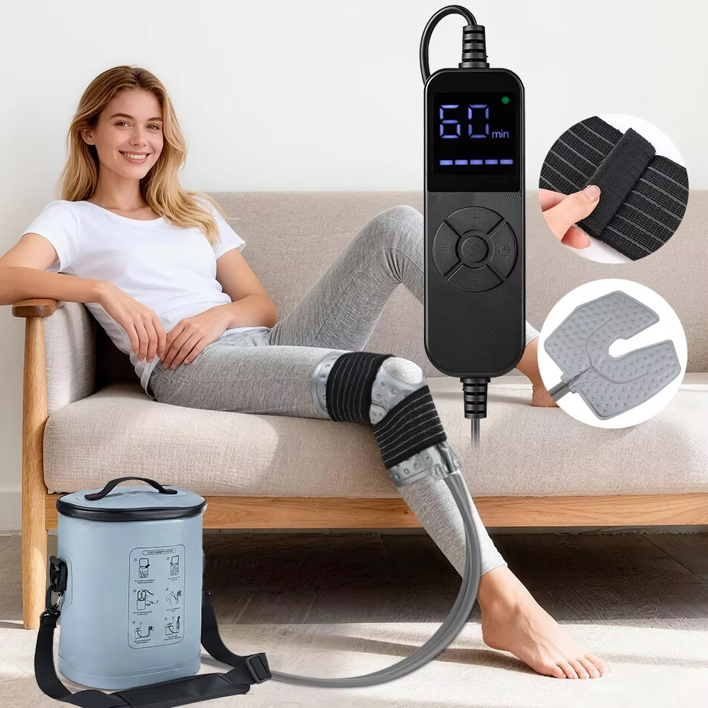Portable Cold Therapy Machine with Circulating Water System – Adjustable Flow, Timer Settings, Collapsible 15QT Container