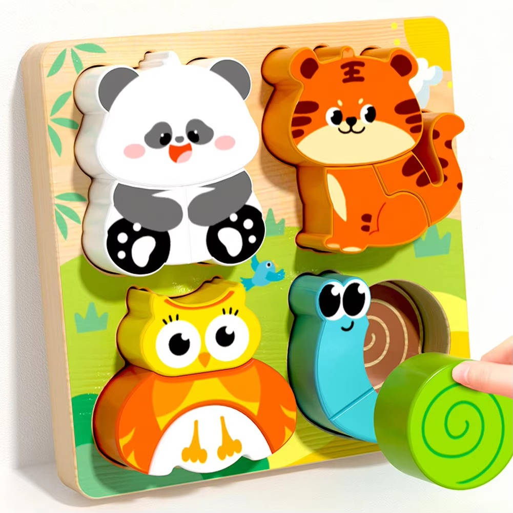 Wooden Animal Chunky Puzzle Board for Toddlers 1 to 3 Years Montessori Educational Toy