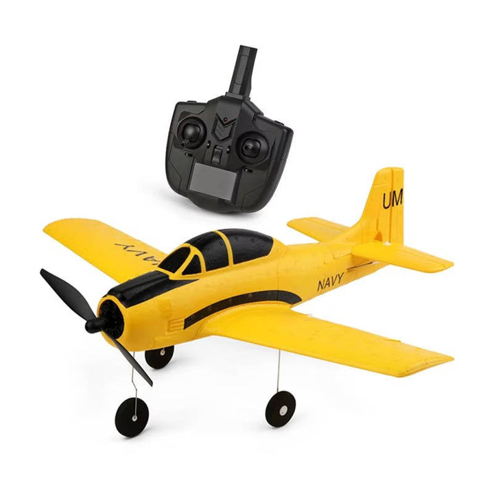 RC Plane 4 Channel 2.4GHz, Easy Fly Trainer with Gyro Stabilizer, 2 Batteries for Beginners and Kids