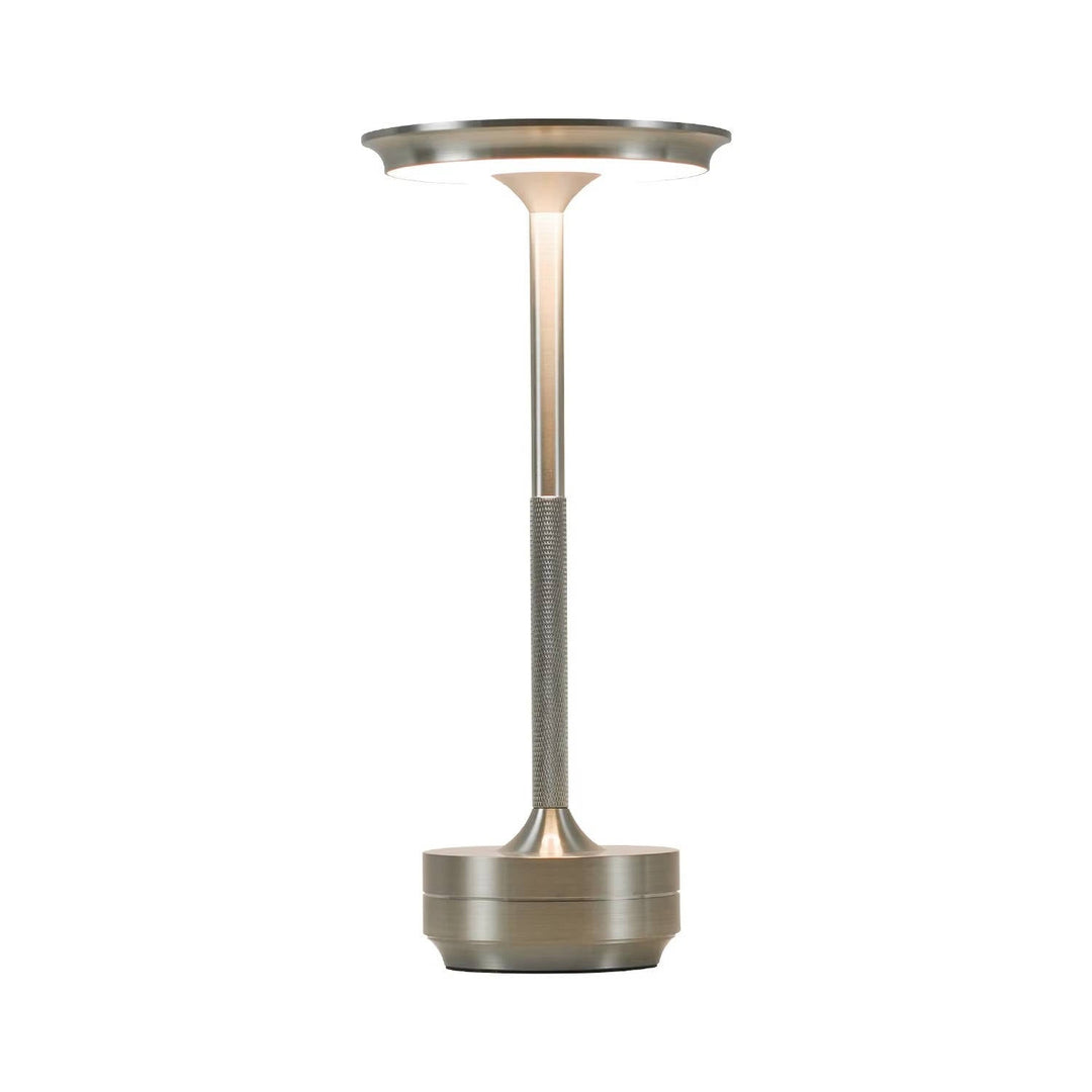 Modern Cordless Touch LED Table Lamp, Wireless Electroplated Metal Bedside Night Light for Bedroom and Living Room
