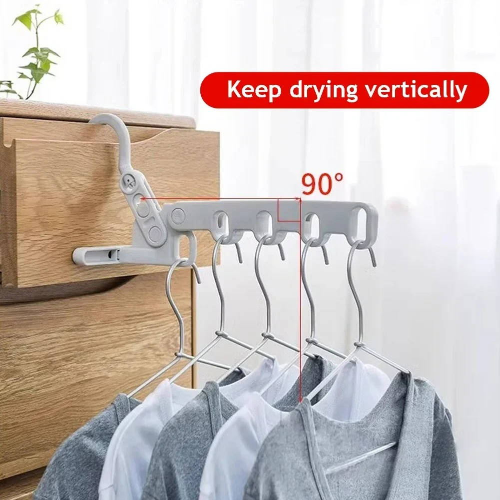5 Hole Portable Clothes Hanger Wall Mount Space Saving