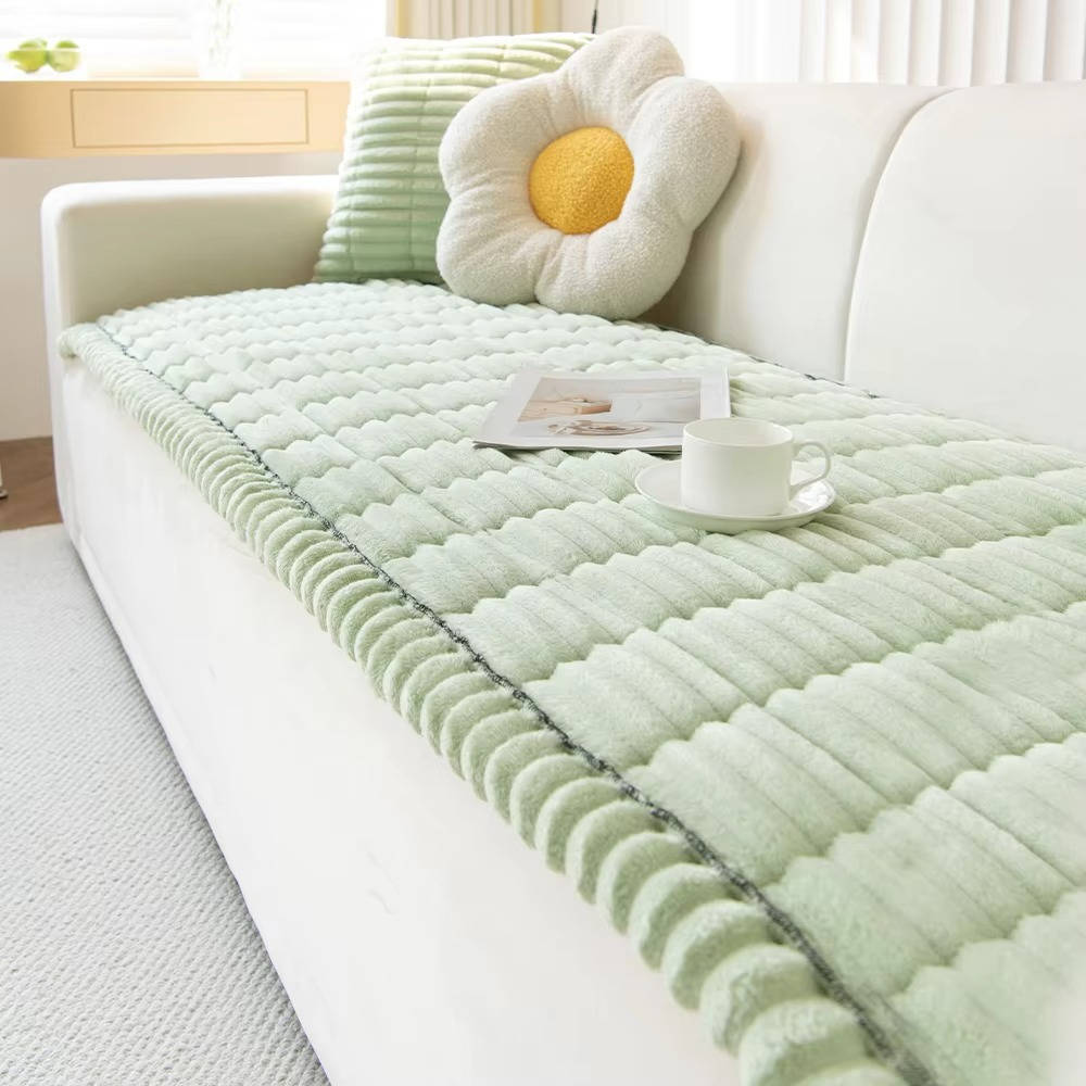 Non Slip Fuzzy Pet Couch Cover for 2-3 Cushion Sofa, Washable Soft Furniture Protector Slipcover