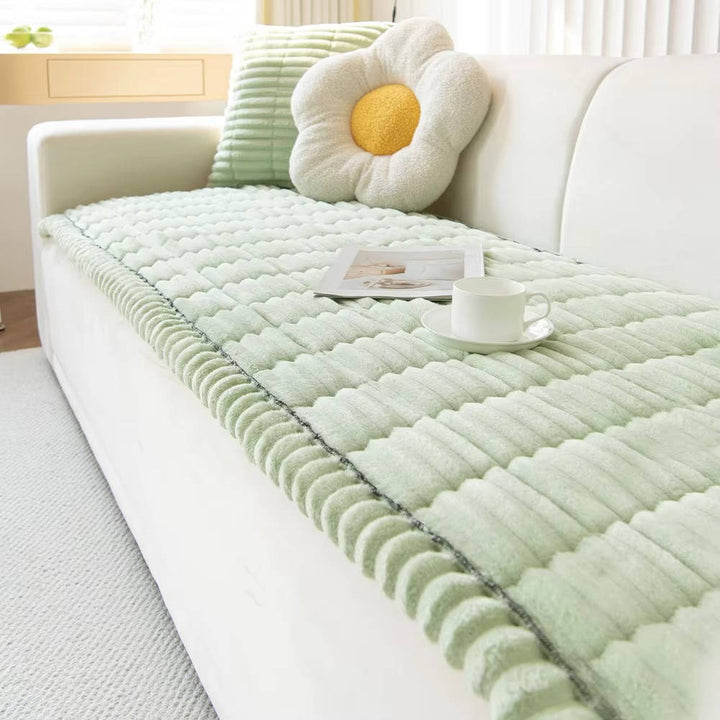 Non Slip Fuzzy Pet Couch Cover for 2-3 Cushion Sofa, Washable Soft Furniture Protector Slipcover