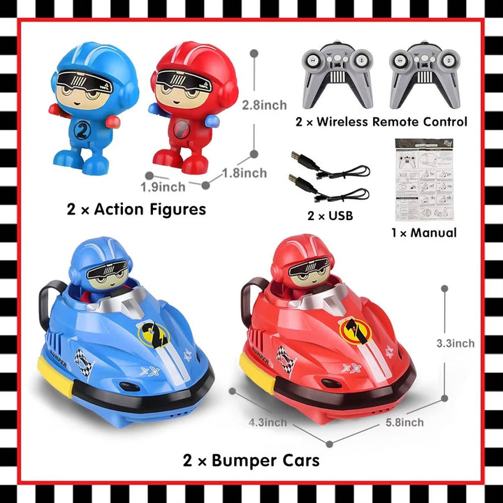 RC Bumper Cars 2 Pack with Ejecting Drivers, Remote Control Battle Cars for Kids Ages 3 and up