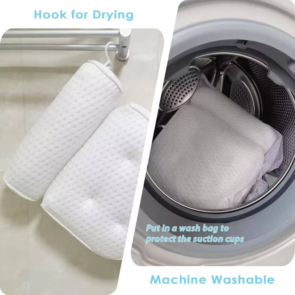 Bath Pillow With Anti-Slip Suction Cups for Neck and Back Support