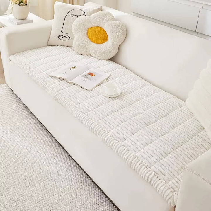 Non Slip Fuzzy Pet Couch Cover for 2-3 Cushion Sofa, Washable Soft Furniture Protector Slipcover