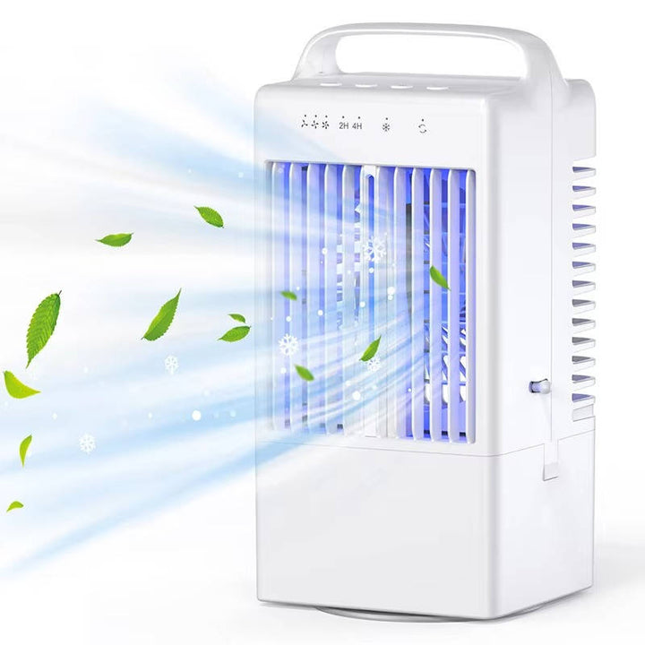 Personal USB Air Cooling Fan, Mini Desktop AC Unit with colourful Ambient Light, 4 Wind Speeds and Intelligent Timer