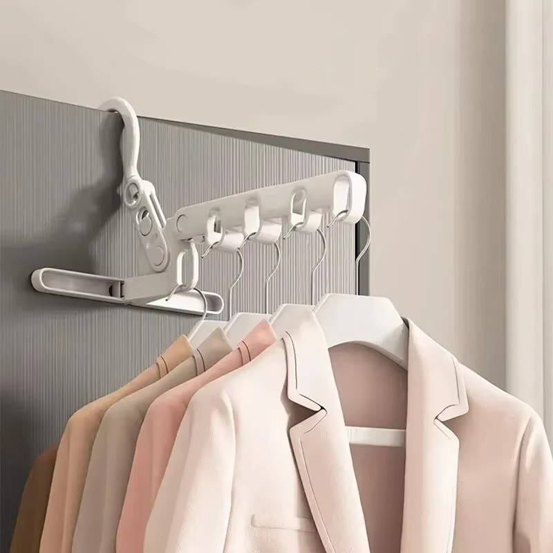 5 Hole Portable Clothes Hanger Wall Mount Space Saving