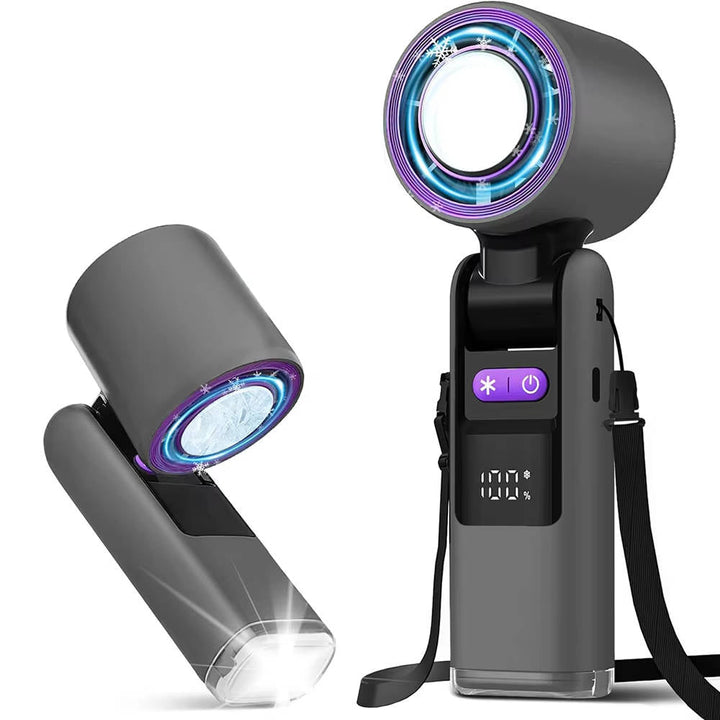 3 in 1 Portable Handheld Fan, Mini Turbo Air Cooling Fan with Flashlight, Rechargeable Personal Fan with LED Battery Display