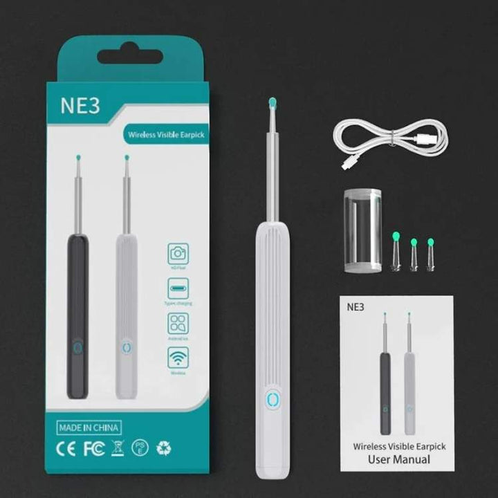 Ear Wax Removal Camera with LED Illumination and Rechargeable Handle, Wireless Viewing