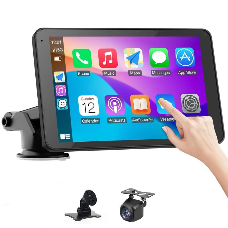 Wireless Carplay Screen Portable, 7 Inch, Touchscreen, Iphone Android Compatible