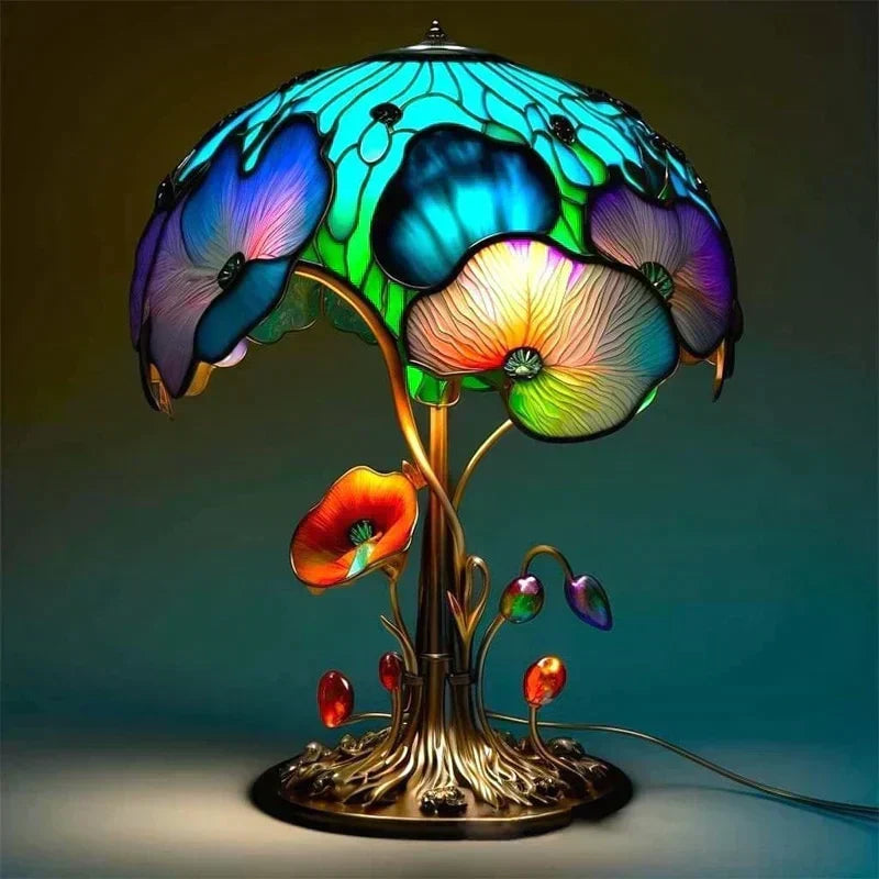 coloured Panel Table Lamp with Retro Design and Warm Ambient Glow