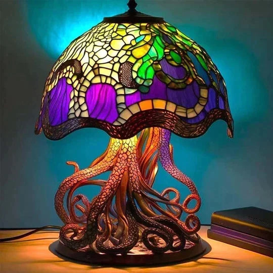 coloured Panel Table Lamp with Retro Design and Warm Ambient Glow