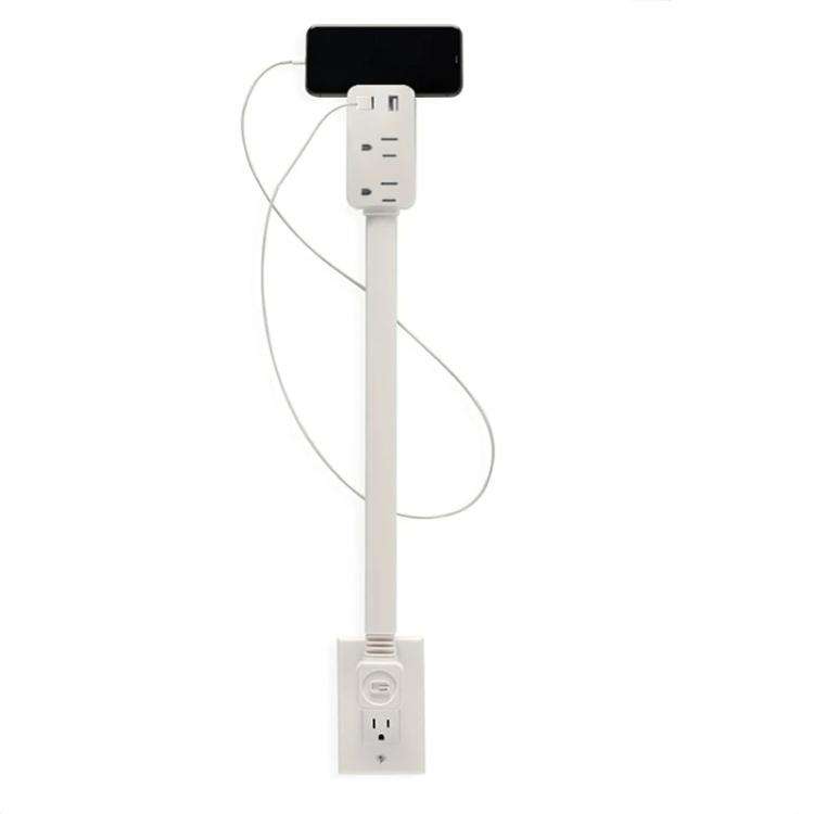 Retractable Power Outlet with 2 AC Sockets and Fast Charging Ports