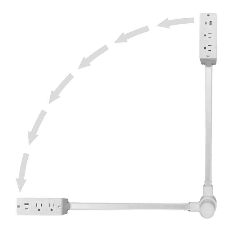 Retractable Power Outlet with 2 AC Sockets and Fast Charging Ports