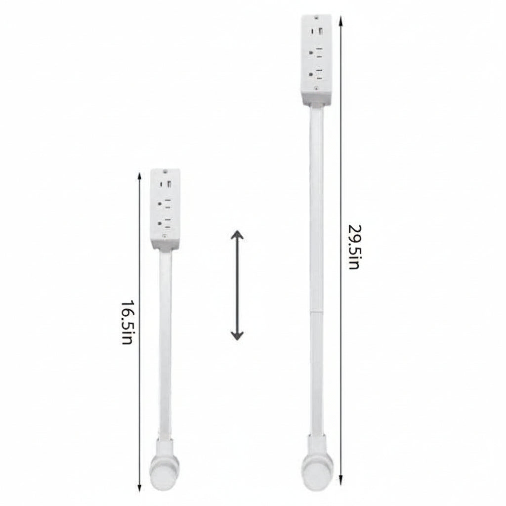 Retractable Power Outlet with 2 AC Sockets and Fast Charging Ports