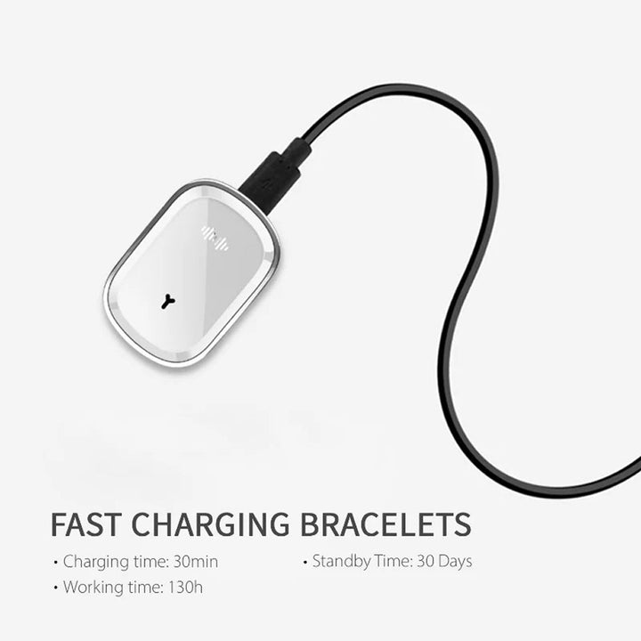 Ultrasonic Mosquito Repellent Bracelet with Adjustable Silicone Band and 130-Hour Battery, Pack of 2