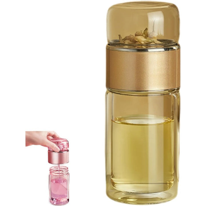 Glass Tea Infuser Bottle with Tilt Brewing Control and Stainless Steel Filter