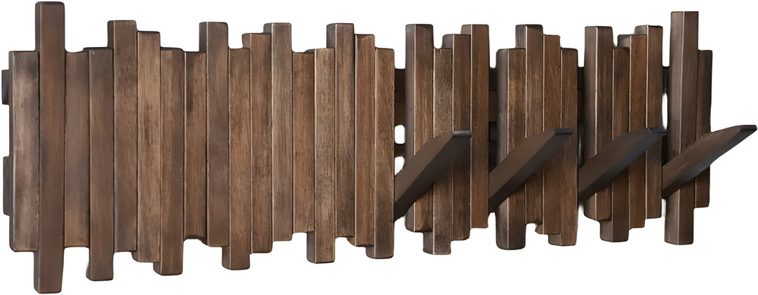 Natural Wood Coat Hook Rack