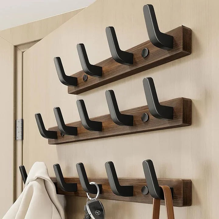 Minimalist Wall-Mounted Coat Hook with Wood and Metal Coat Holder
