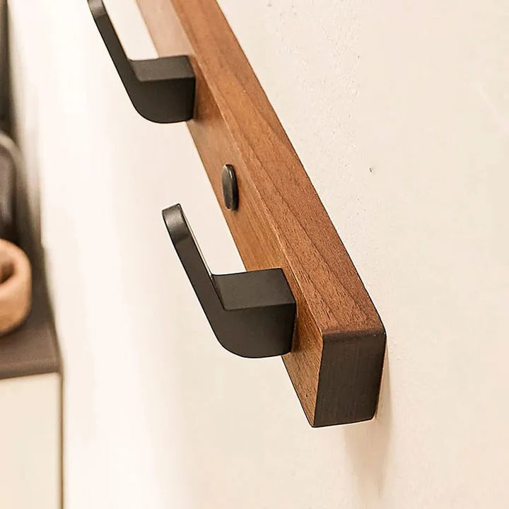 Minimalist Wall-Mounted Coat Hook with Wood and Metal Coat Holder