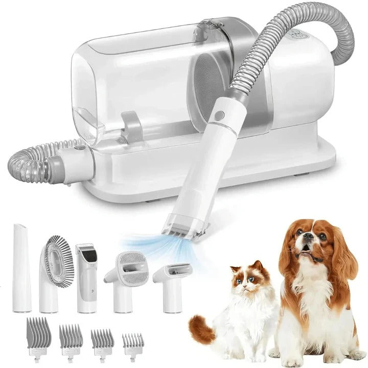 Low-Noise Dog Grooming Vacuum with Full Pet Hair Clippers and Brush Kit