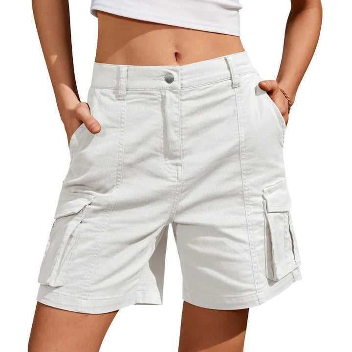 Womens Low Waist Long Work Cargo Shorts