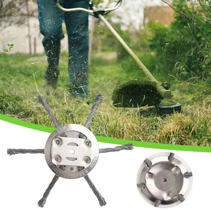 Wire Brush Trimmer Head for Grass Trimmers with 6-Inch Diameter and Universal Mount