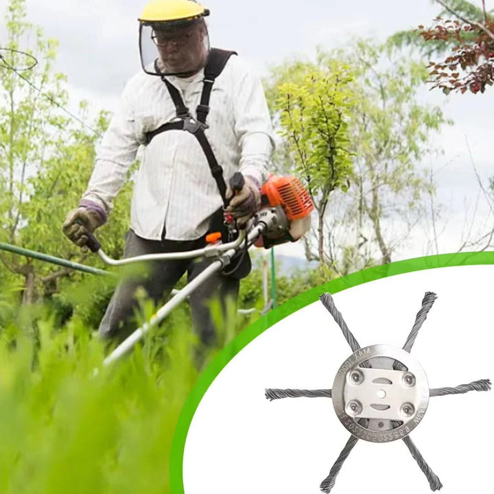 Wire Brush Trimmer Head for Grass Trimmers with 6-Inch Diameter and Universal Mount