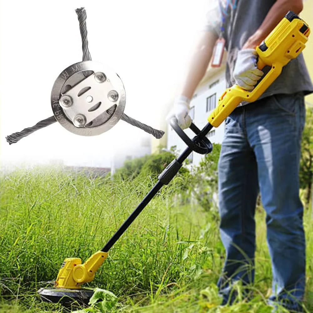 Wire Brush Trimmer Head for Grass Trimmers with 6-Inch Diameter and Universal Mount