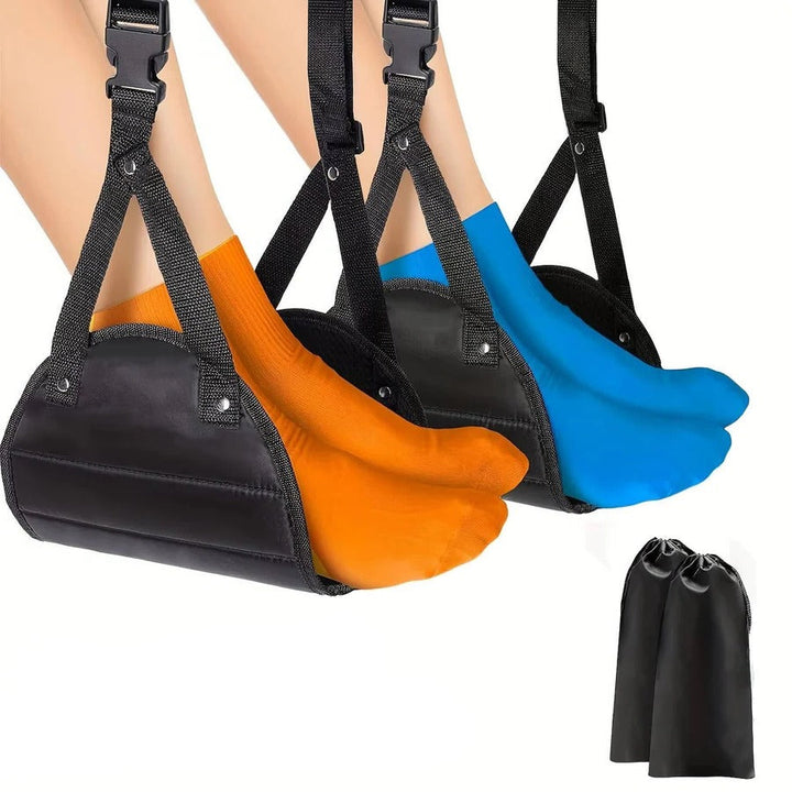 2-Pack Foot Hammock, Portable Travel and Under-Desk Leg Rest with Adjustable Straps