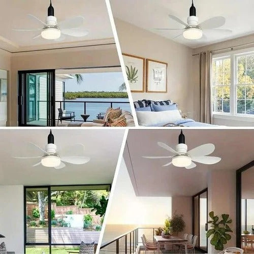 Ceiling Light Fan with LED, E27 Socket Mount with Remote Control
