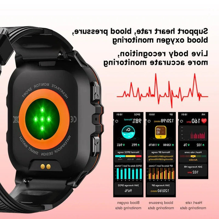 Waterproof Smartwatch,  Fitness Tracking, Bluetooth 5.0