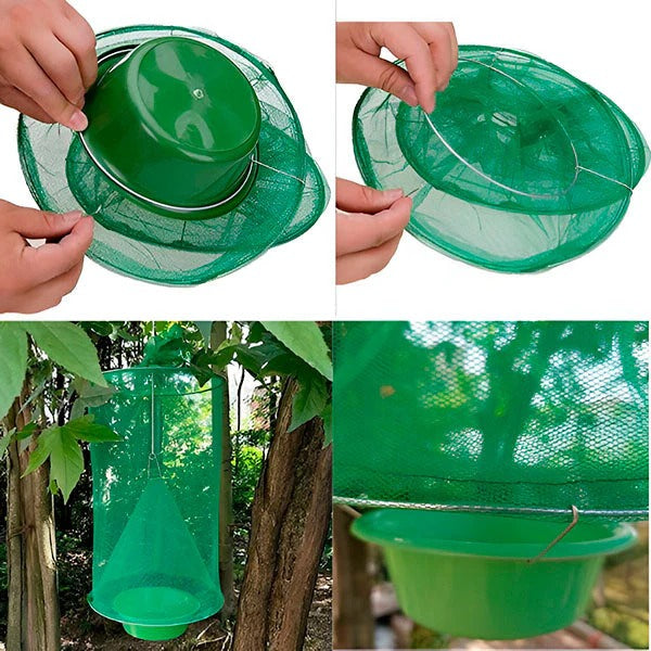Reusable Fly Trap, Outdoor Hanging Fly Catcher, Chemical-Free and Washable