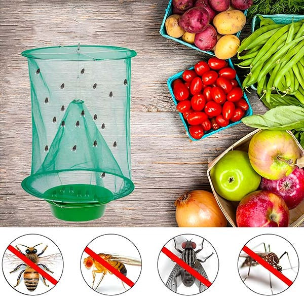 Reusable Fly Trap, Outdoor Hanging Fly Catcher, Chemical-Free and Washable