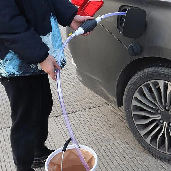 Manual Transfer Pump, Hand-Operated Liquid Pump with Flexible Hose for Fuel, Oil, and Water
