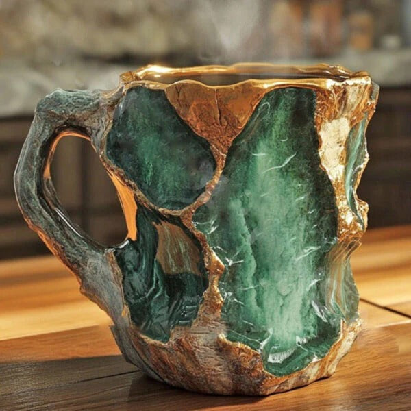 Faceted Mineral Crystal Coffee Mug – Elegant Glass Cup