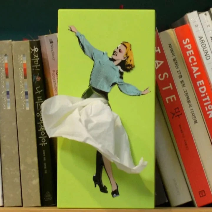 Tissue Box Cover with Motion Skirt Design and Weighted Base for Desks