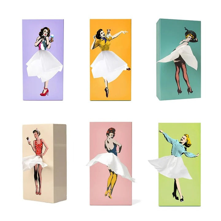Tissue Box Cover with Motion Skirt Design and Weighted Base for Desks