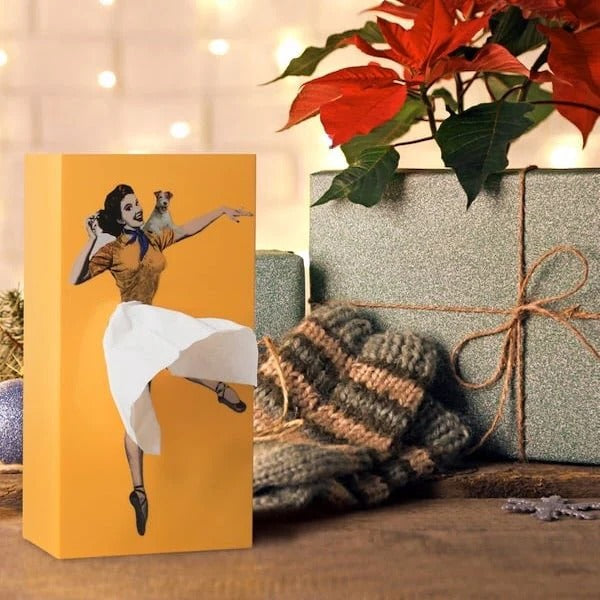 Tissue Box Cover with Motion Skirt Design and Weighted Base for Desks