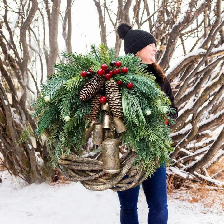 Rustic Boho Holiday Wreath for Door and Wall Display