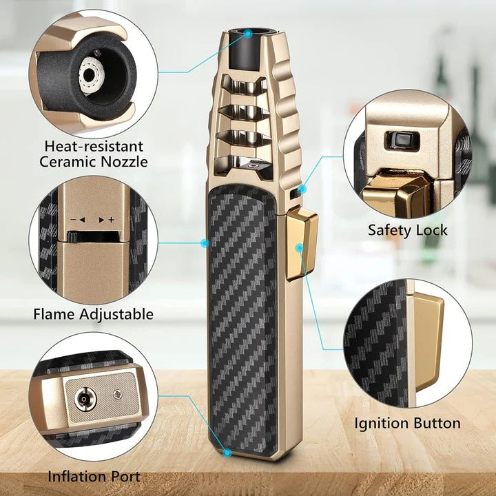 Adjustable Flame Torch Lighter – Blue Flame for Kitchen and Outdoor Use